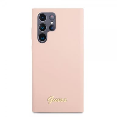 Guess Samsung Galaxy S22 Ultra Cover Script Metal Logo Pale Pink