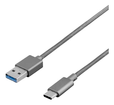 DELTACO PRIME USB cable, 3.1 Gen1, Type C ma, Type A ma, 1m, space gra