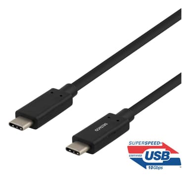 DELTACO USBC 3.1 GEN2 10Gbps/3A/E-marker 1m