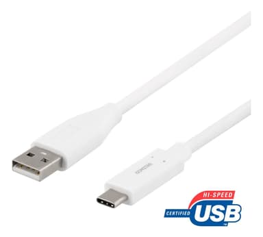 deltaco USB 2.0 Cable, Type A - Type C ma, 0.5m, white