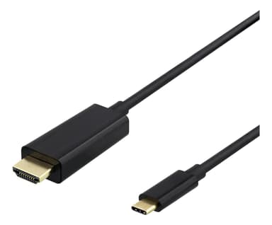 DELTACO USB-C til HDMI-kabel, 1,5 m, 4 k, HDCP 2,2, 3D, sort