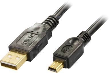 DELTACO USB 2.0 kabel Type A han - Type Mini B han, guldpletterede sti