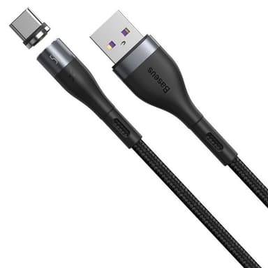 Baseus Zink Magnetkabel USB - USB-C 5A 1 m Grå/Sort