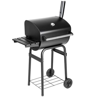Grill med termometer og hjul - sort