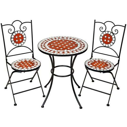 rangle Problem kop Cafésæt med mosaik, 2 stole + bord Ø 60 cm - brun | Elgiganten
