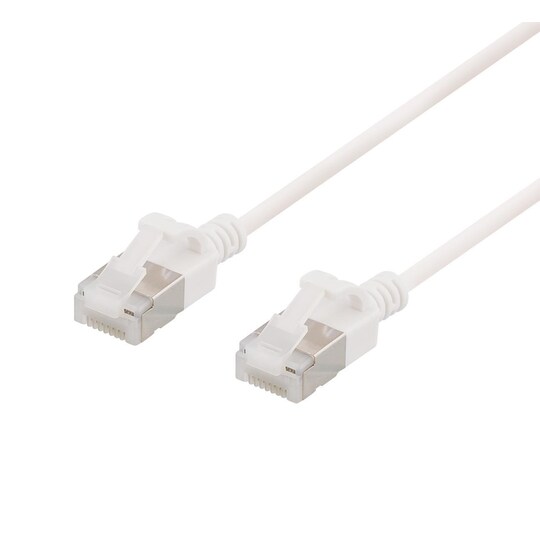 DELTACO U/FTP Cat6a patch cable, slim, 3,8mm in diameter, 0,3m, white