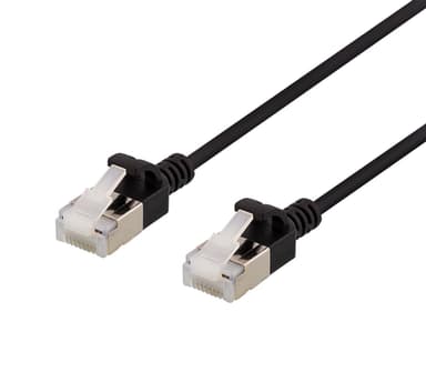 DELTACO U/FTP Cat6a patch cable, slim, 3,8mm in diameter, 3m, black