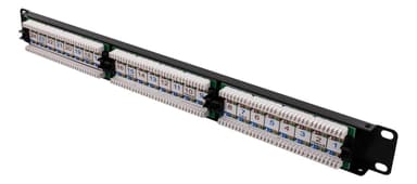 UTP patchpanel, 24xRJ45, Cat6, Krone-""connecter"", 1U, 19"", metal, etik