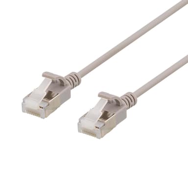 DELTACO U/FTP Cat6a patch cable, slim, 3,8mm in diameter, 3m, gray