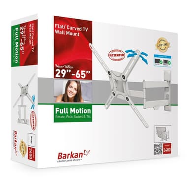 Barkan Flat/ Curved TV Wall Mount 3400 Wall Mount, Full motion, 29-65 ", Maksimal vægt (kapacitet) 40 kg, Hvid