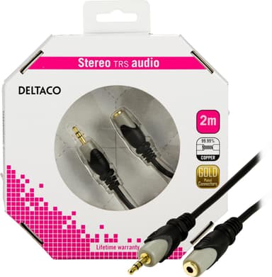 DELTACO, lydkabel 3,5 mm ha - hun, forgyldt, 2 m