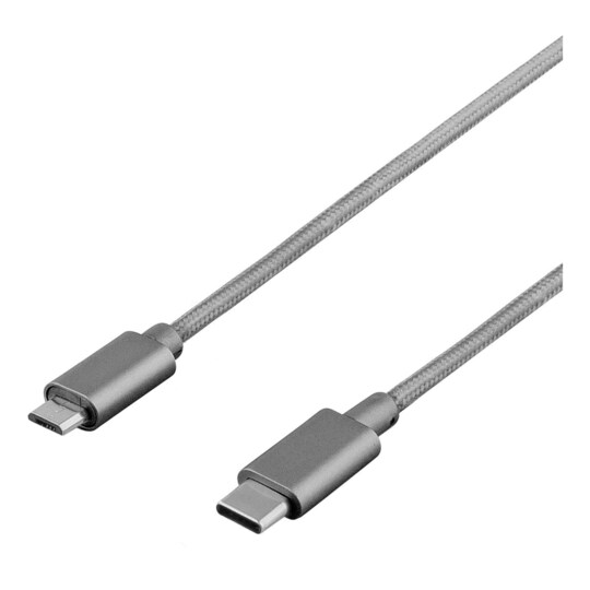 DELTACO PRIME USB cable, 2.0, Type C ma, Type Micro-B ma, 1m, gray