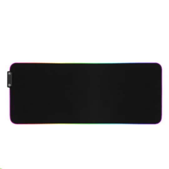 Gaming RGB USB-musemåtte med baggrund i flere lyse farver Sort
