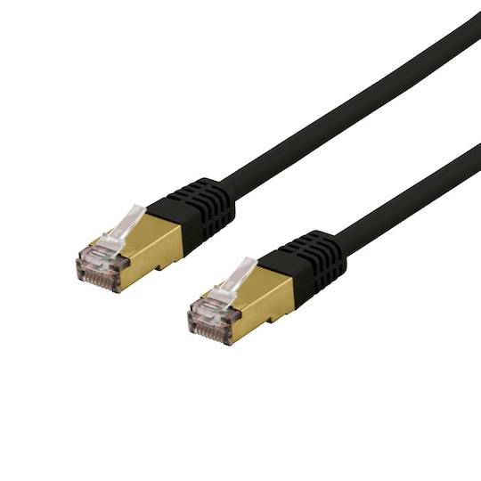 DELTACO S/FTP Cat6a patch cable, delta cert, LSZH, 1m, black