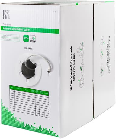 DELTACO U / UTP installationskabel, Cat5e, 305m, hvid