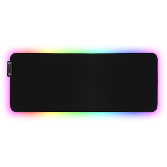 Gaming RGB USB-musemåtte med baggrund i flere lyse farver Sort