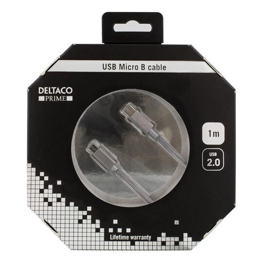 DELTACO PRIME USB cable, 2.0, Type C ma, Type Micro-B ma, 1m, gray