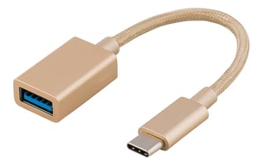 DELTACO PRIME USB -adapter, 3.1 Gen1, Type C ha, Type A ho, 0.15m, guld