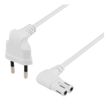 DELTACO ungrounded device cable, 1m, angled CEE 7/16 - IEC 60320, whit