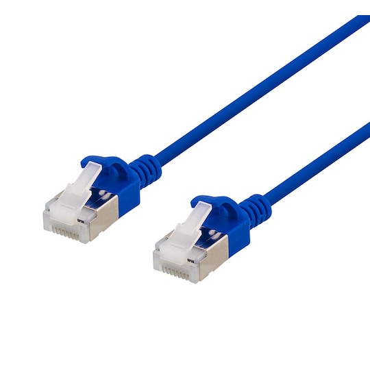 DELTACO U/FTP Cat6a patch cable, slim, 3,8mm in diameter, 3m, blue