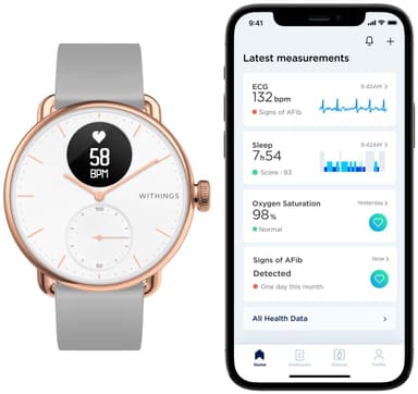 Withings ScanWatch hybrid smartwatch 38 mm (rose gold)