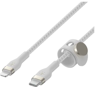 Belkin USB-C til Lightning flettet silikonekabel 3 m (hvid)