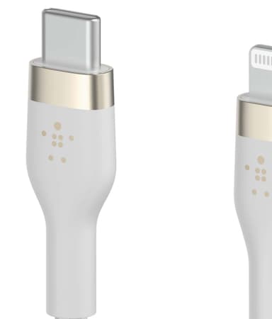 Belkin USB-C til Lightning flettet silikonekabel 3 m (hvid)