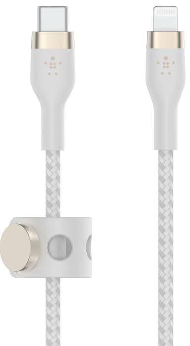 Belkin USB-C til Lightning flettet silikonekabel 3 m (hvid)