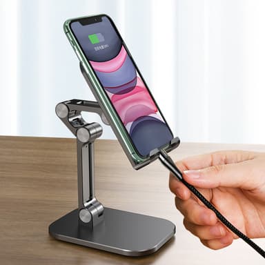 INF Foldbart telefonstativ Vinkel Højde Justerbar Mobiltelefonholder/iPad Holder Sort
