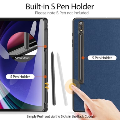 Trifold Stand Folio Case til Samsung Tab S9 Ultra/S8 Ultra Blå Elgiganten