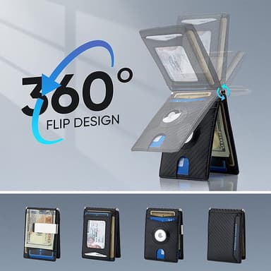 INF Carbon Fiber Card Holder med Multi-Compartment RFID Blocking Wallet Sort