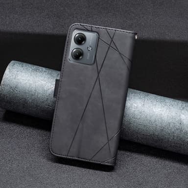 Motorola Moto G14 BINFEN COLOR Præget Flip Cover - Sort