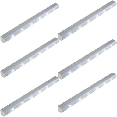 6x LED Lys på liste med bevægelsessensor - grå