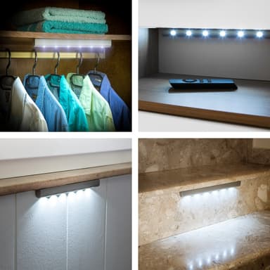 6x LED Lys på liste med bevægelsessensor - grå