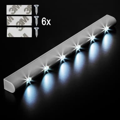 6x LED Lys på liste med bevægelsessensor - grå