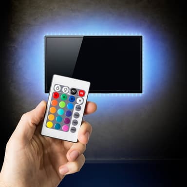 6x RGB LED bånd 5 m. med fjernbetjening - hvid