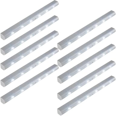 10x LED Lys på liste med bevægelsessensor - grå