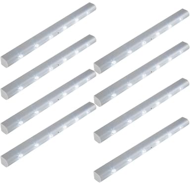 8x LED Lysliste med bevægelsesføler - grå