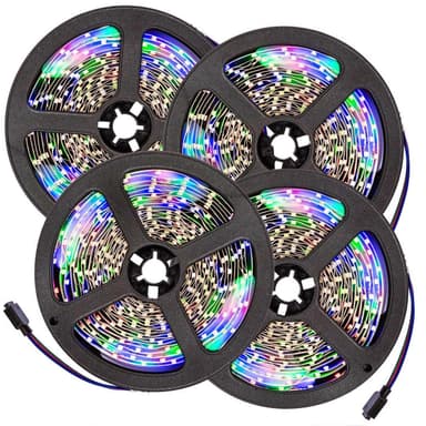 4x RGB LED bånd 5 m. med fjernbetjening - hvid