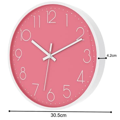 Vægur i30,5 cm diameter Ur (hvid - pink)