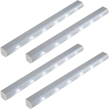 4x LED Lys på liste med bevægelsessensor - grå