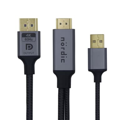 NÖRDIC HDMI til Displayport-adapter 1,5m 4K60Hz 18Gbps