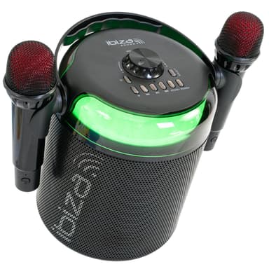 Ibiza Karaoke Anlæg m. Bluetooth og 2 Mikrofoner (Sort)