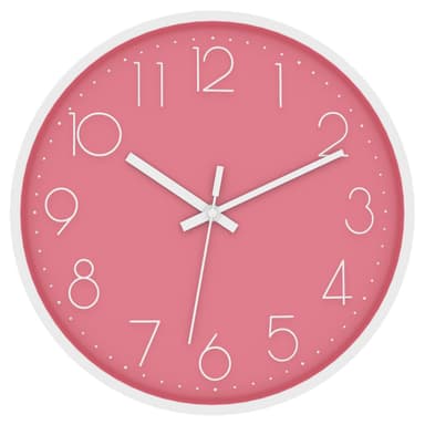 Vægur i30,5 cm diameter Ur (hvid - pink)