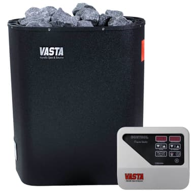 Vasta Elektrisk saunaovn Blaze 8kw, separat styring, 7-12m3, sort