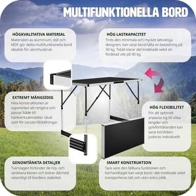 Sæt med 3 klapborde - sort