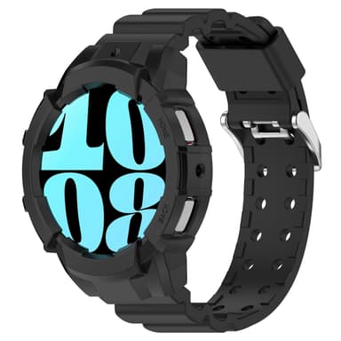 Armor silikone urrem med beskyttende etui til Samsung Galaxy Watch6 44mm Sort