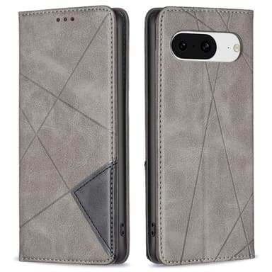 Google Pixel 8 BINFEN COLOR Præget Flip Cover - Grå