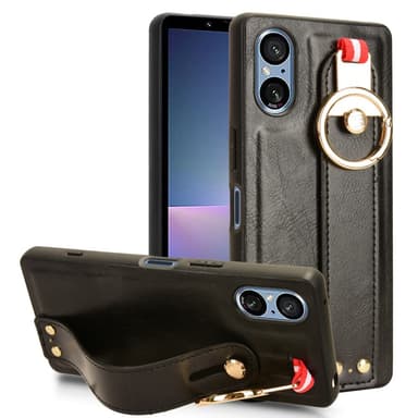 SKALO Sony Xperia 5 V PU-læderskal med håndrem - Sort