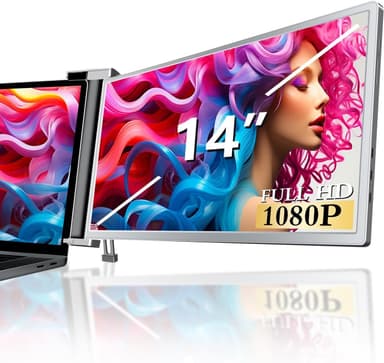 NÖRDIC Bærbar 14"" LCD-skærm til bærbare computere 14-17,3"" FHD 1080P IPS med USB-C og Mini HDMI-port,